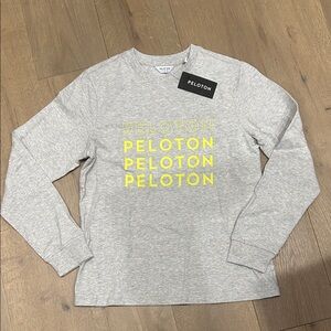 Peloton Heather Gray Shirt with  Yellow Logo